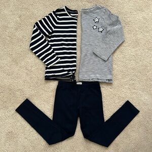 Crewcuts girl 2 tops and leggings bundle